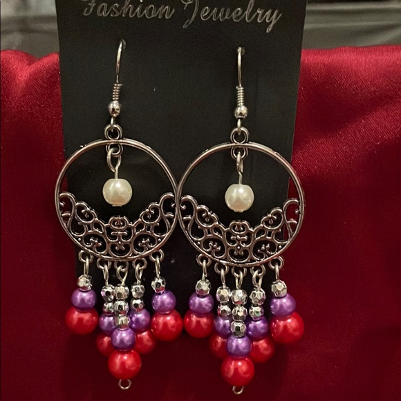 Fashion Jewelry Jewelry - Fashion Jewelry Red and Purple Beaded Earrings